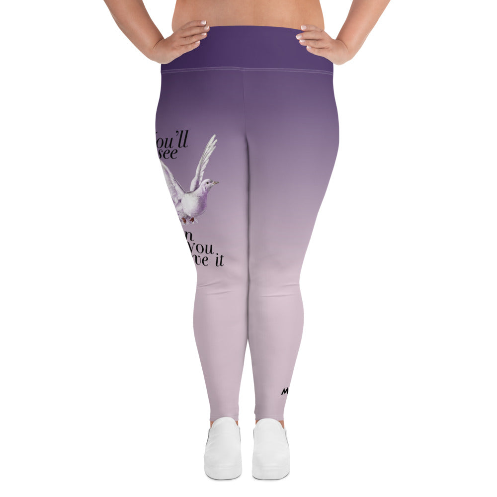 Plus Size Leggings / Purple bird