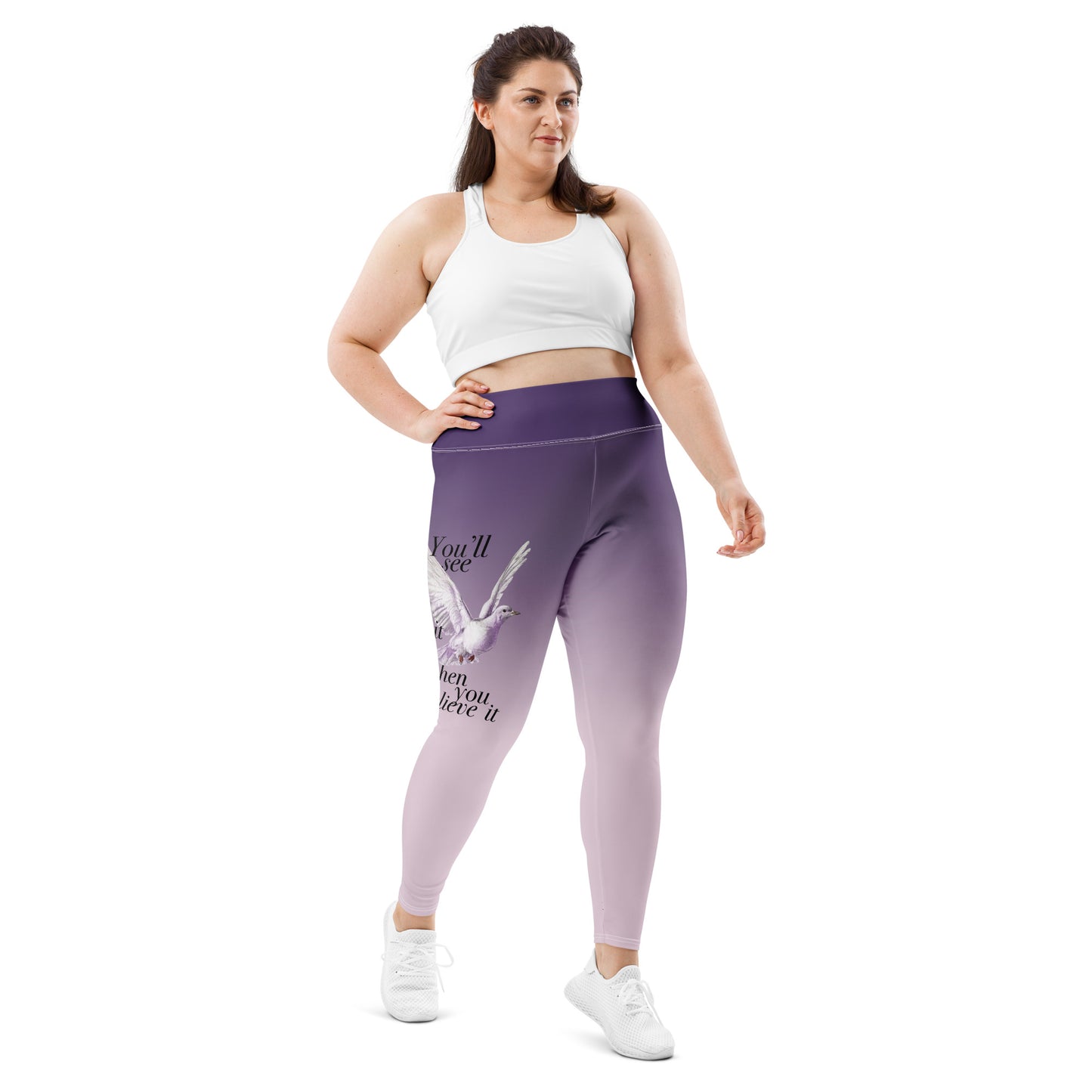 Plus Size Leggings / Purple bird