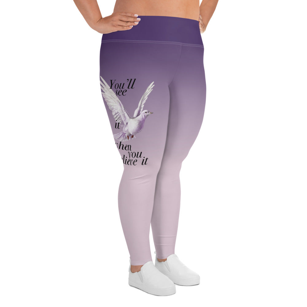 Plus Size Leggings / Purple bird