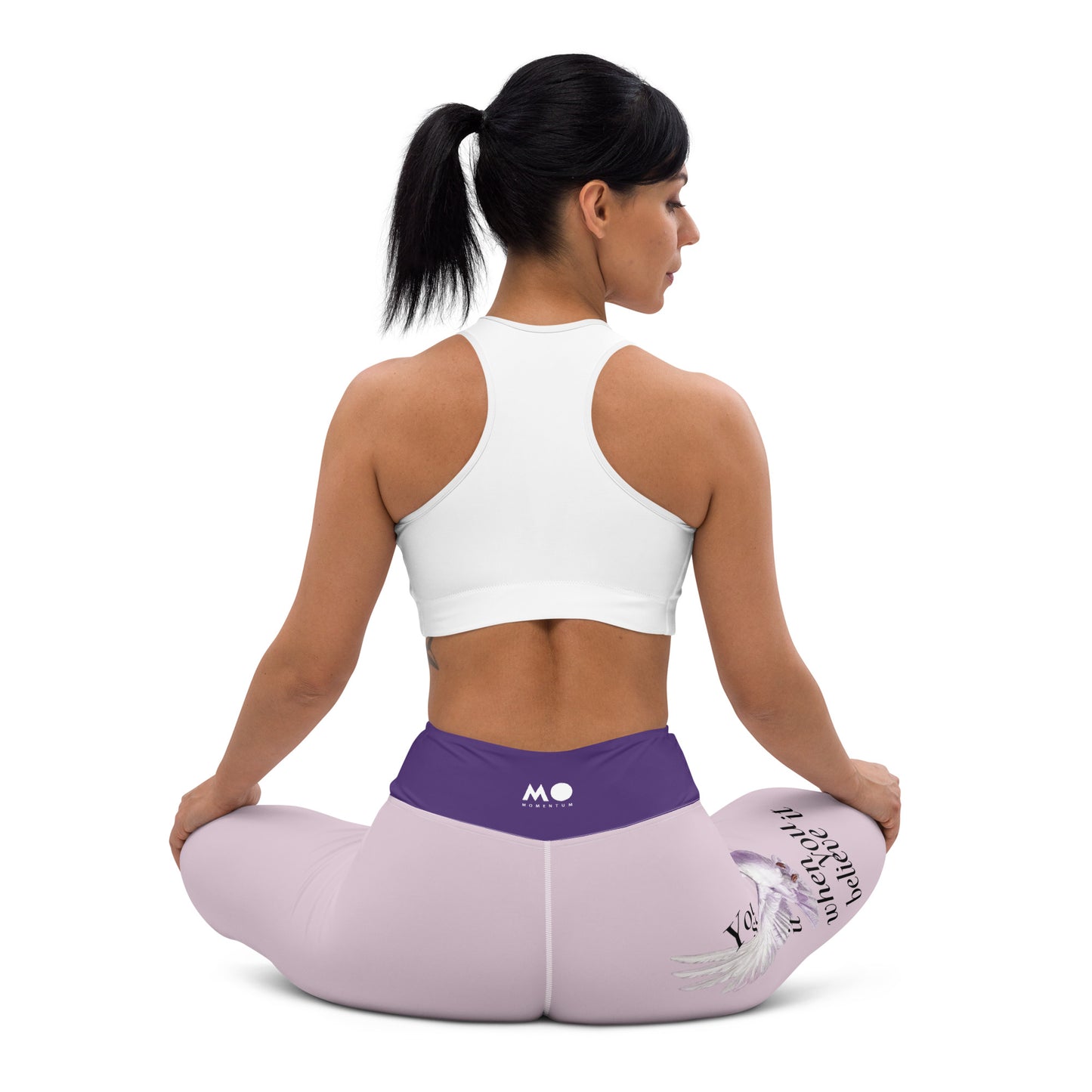 Yoga waist Leggings / Purple bird ombré