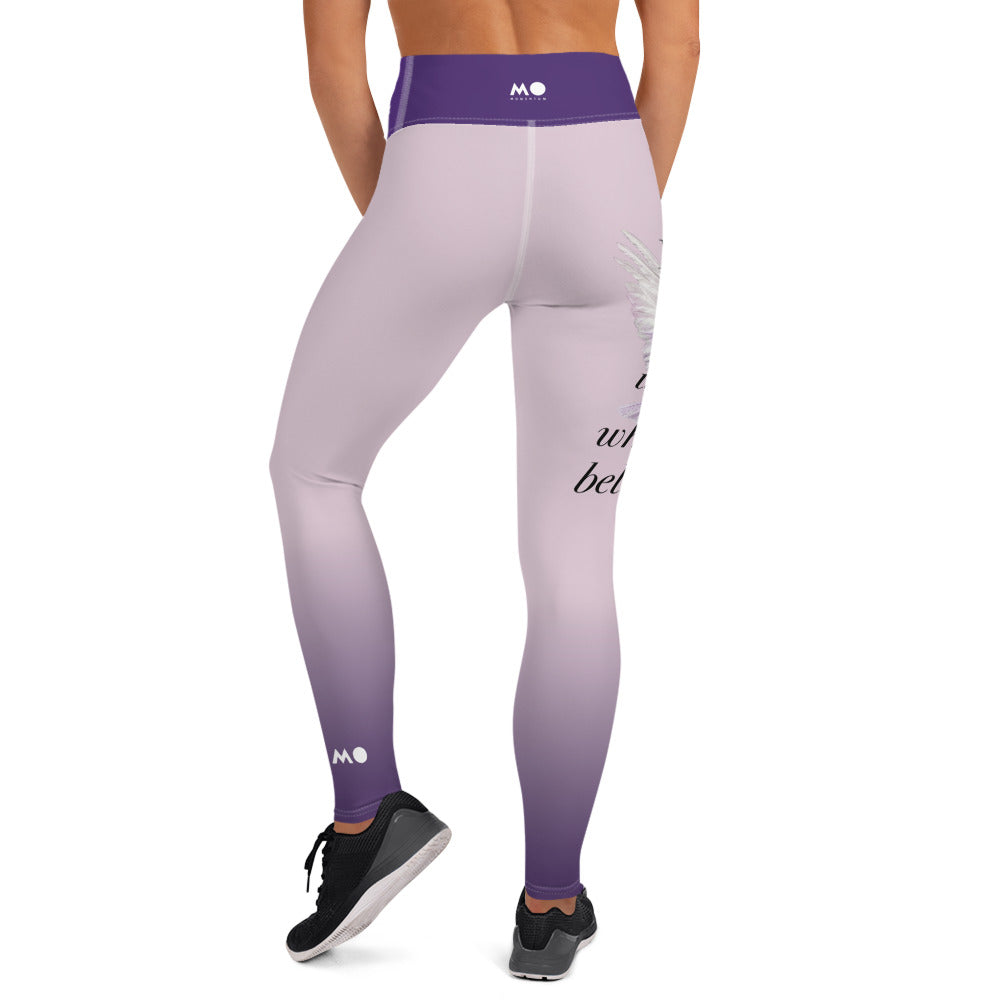 Yoga waist Leggings / Purple bird ombré