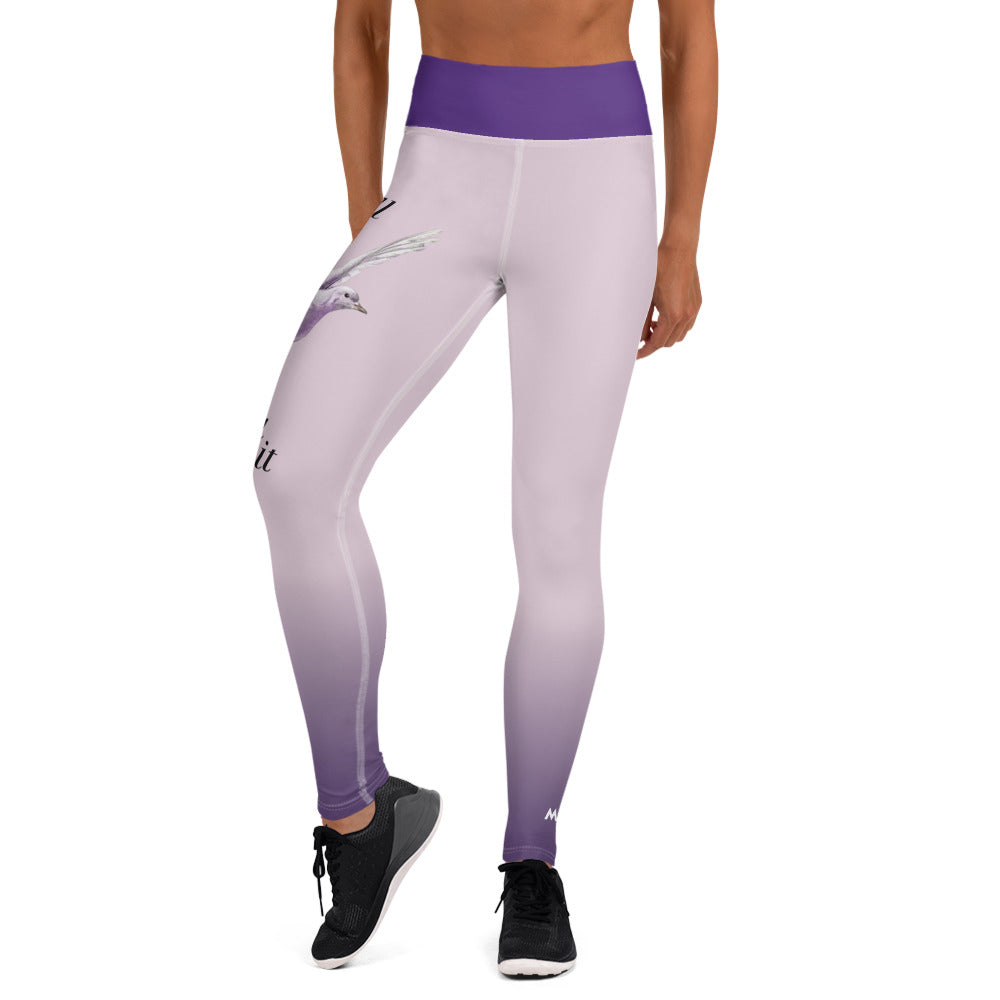 Yoga waist Leggings / Purple bird ombré