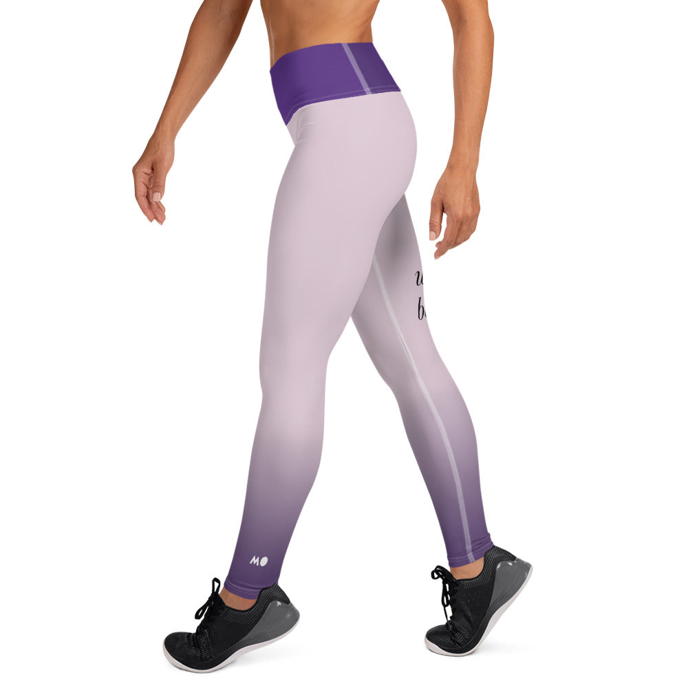 Yoga waist Leggings / Purple bird ombré