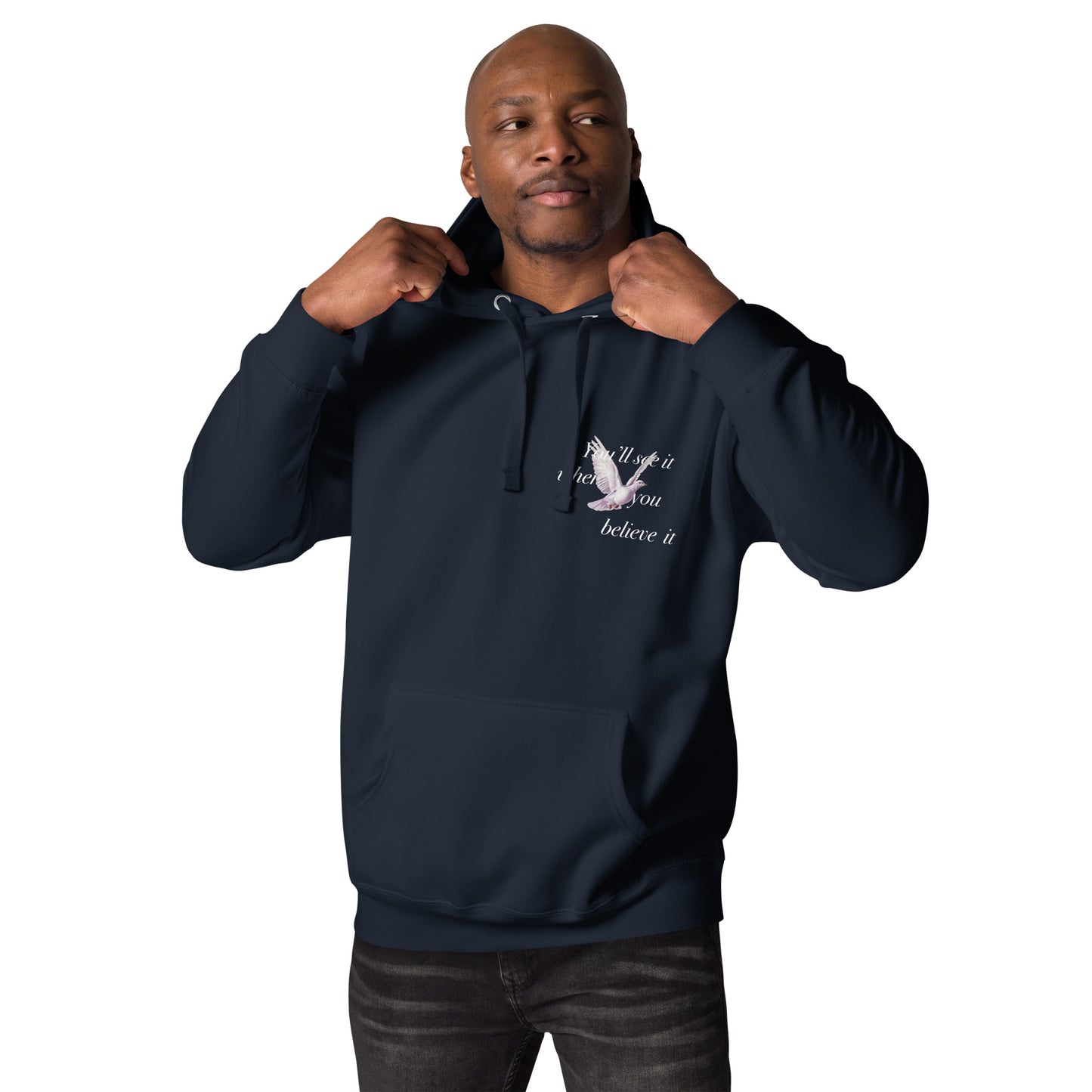 Unisex motivational hoodie / Design purple bird