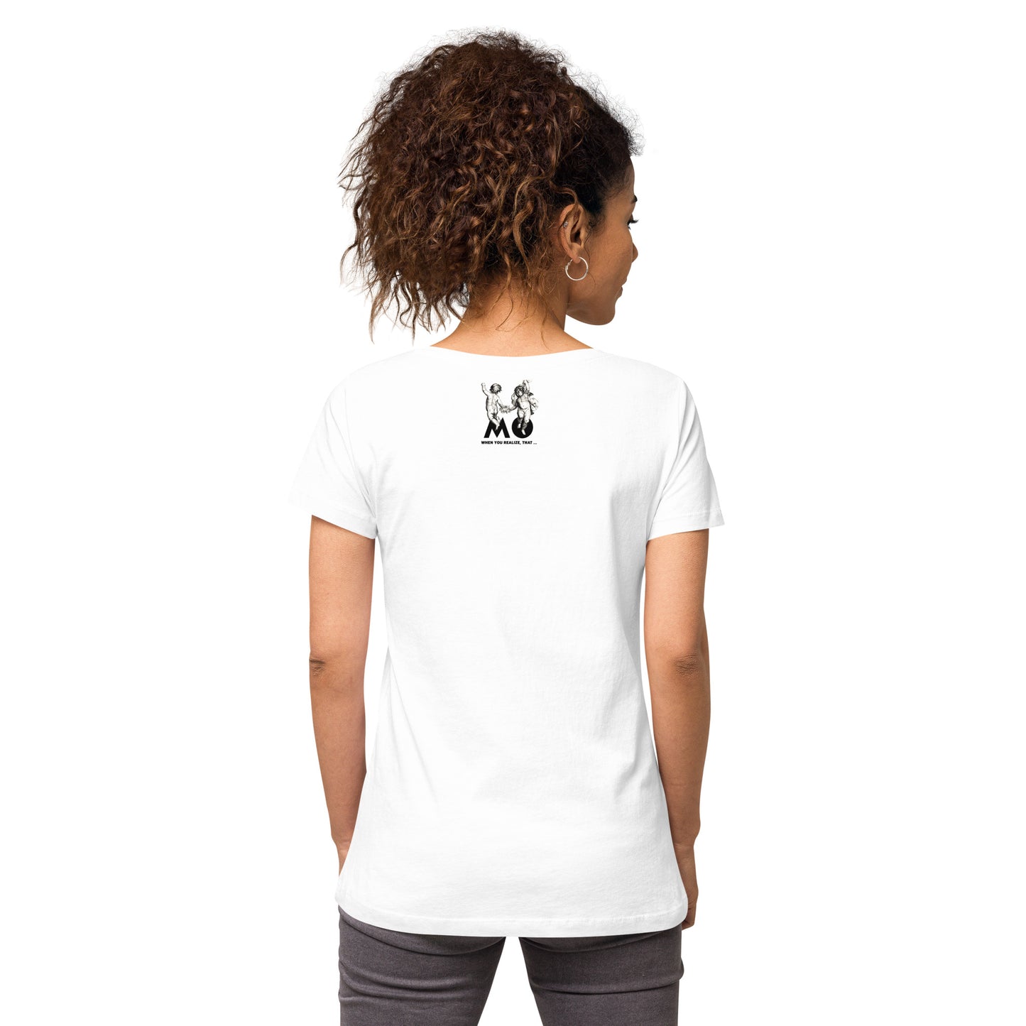 Women’s organic V-neck T-shirt / Reason to be happy