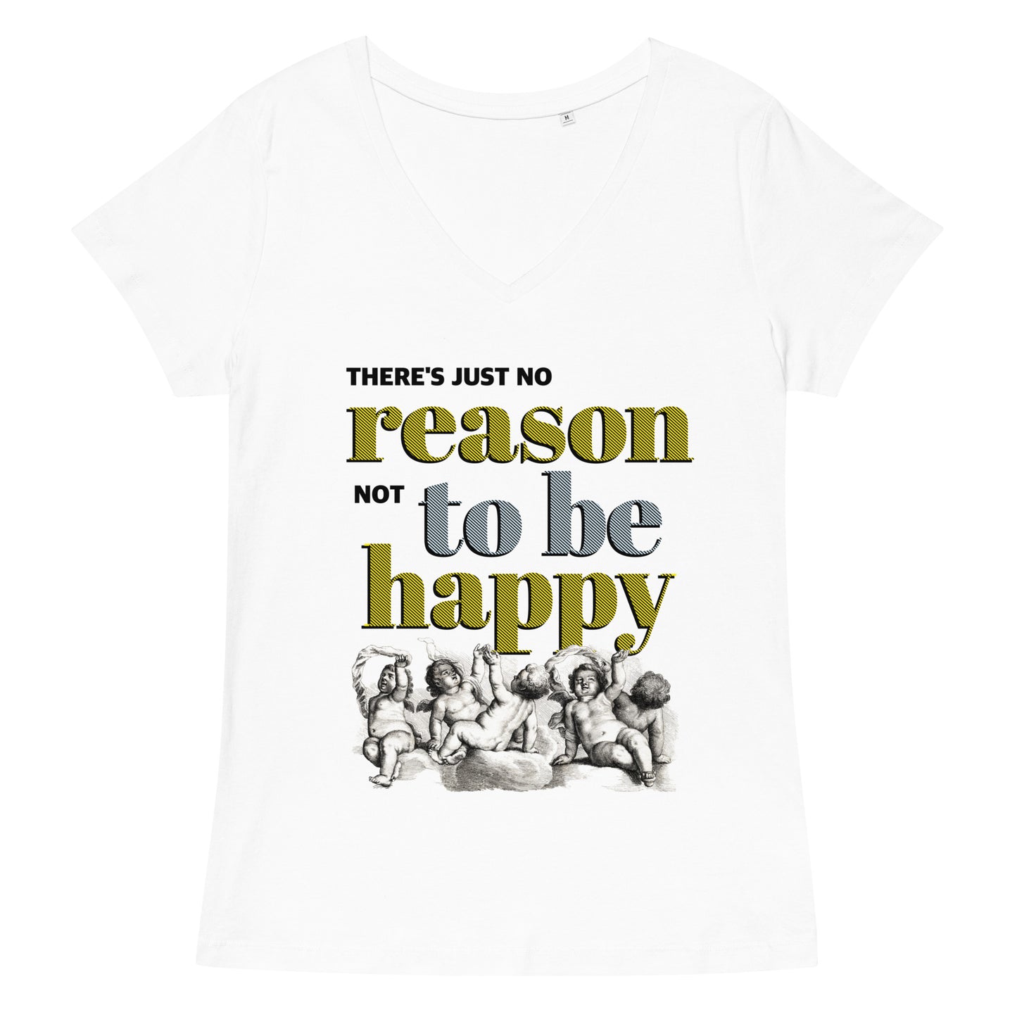 Women’s organic V-neck T-shirt / Reason to be happy